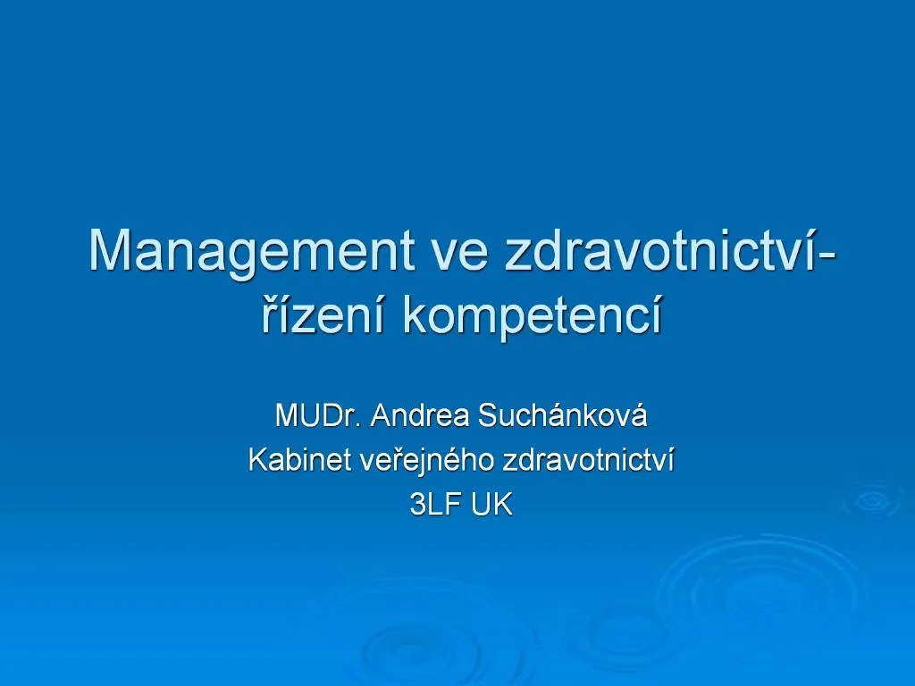 Ppt Management Ve Zdravotnictv R Zen Kompetenc Powerpoint