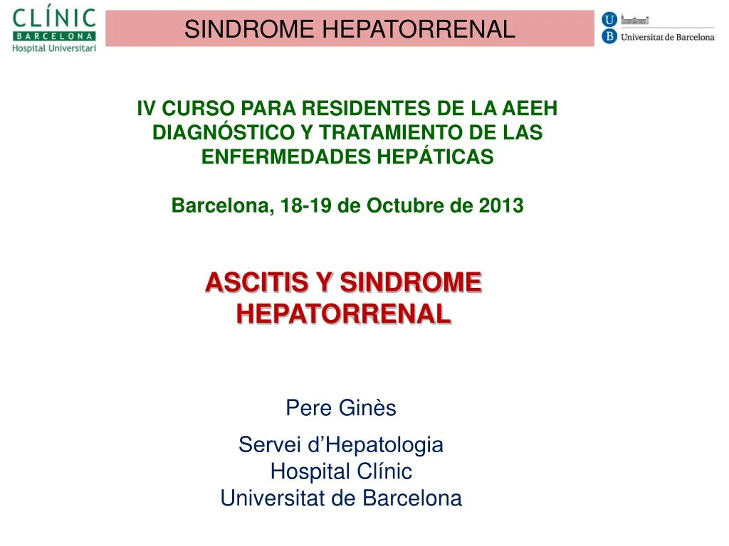 Ppt Iv Curso Para Residentes De La Aeeh Diagn Stico Y Tratamiento De