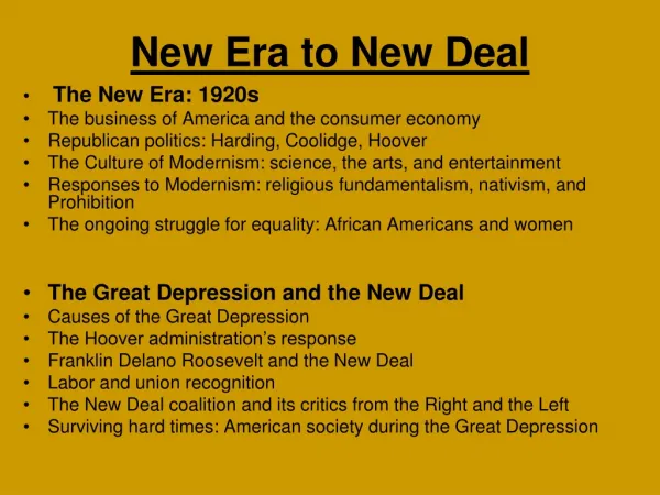 New Era to New Deal