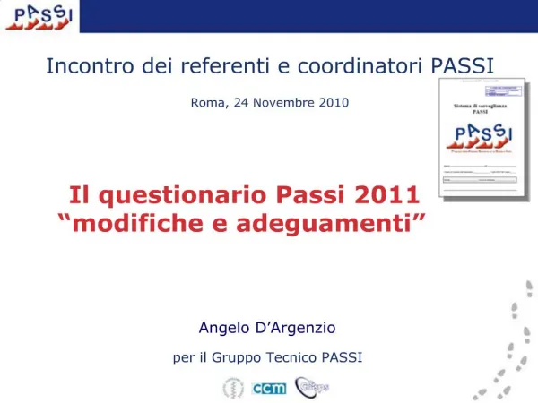 Incontro dei referenti e coordinatori PASSI Roma, 24 Novembre 2010