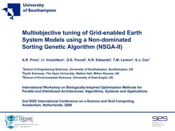Multiobjective tuning of Grid-enabled Earth System Models using a Non-dominated Sorting Genetic Algorithm NSGA-II