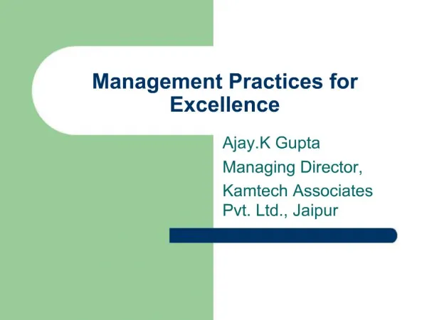 Management Practices for Excellence