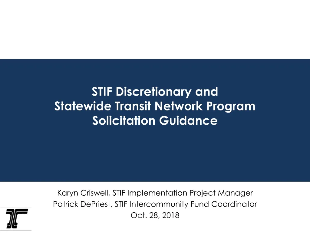 stif discretionary and statewide transit network program solicitation guidance