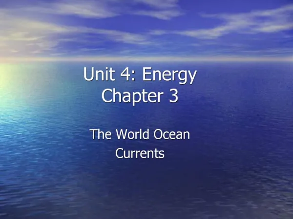 Unit 4: Energy Chapter 3