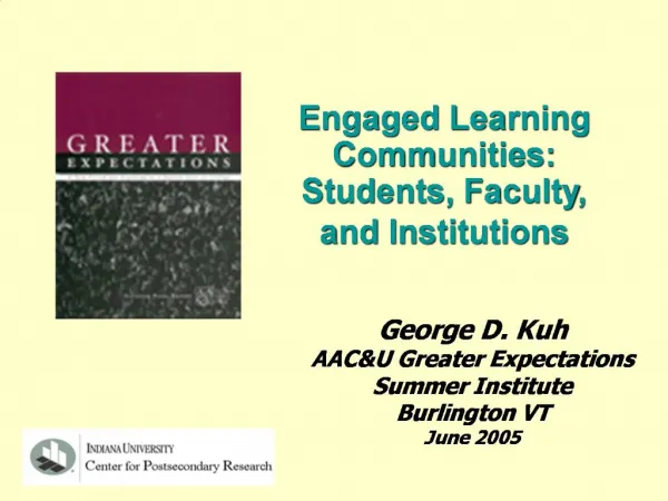 Engaged Learning Communities: Students, Faculty, and Institutions