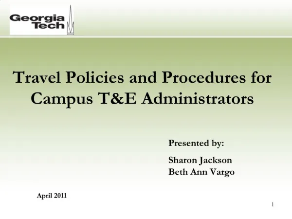 Travel Policies and Procedures for Campus TE Administrators