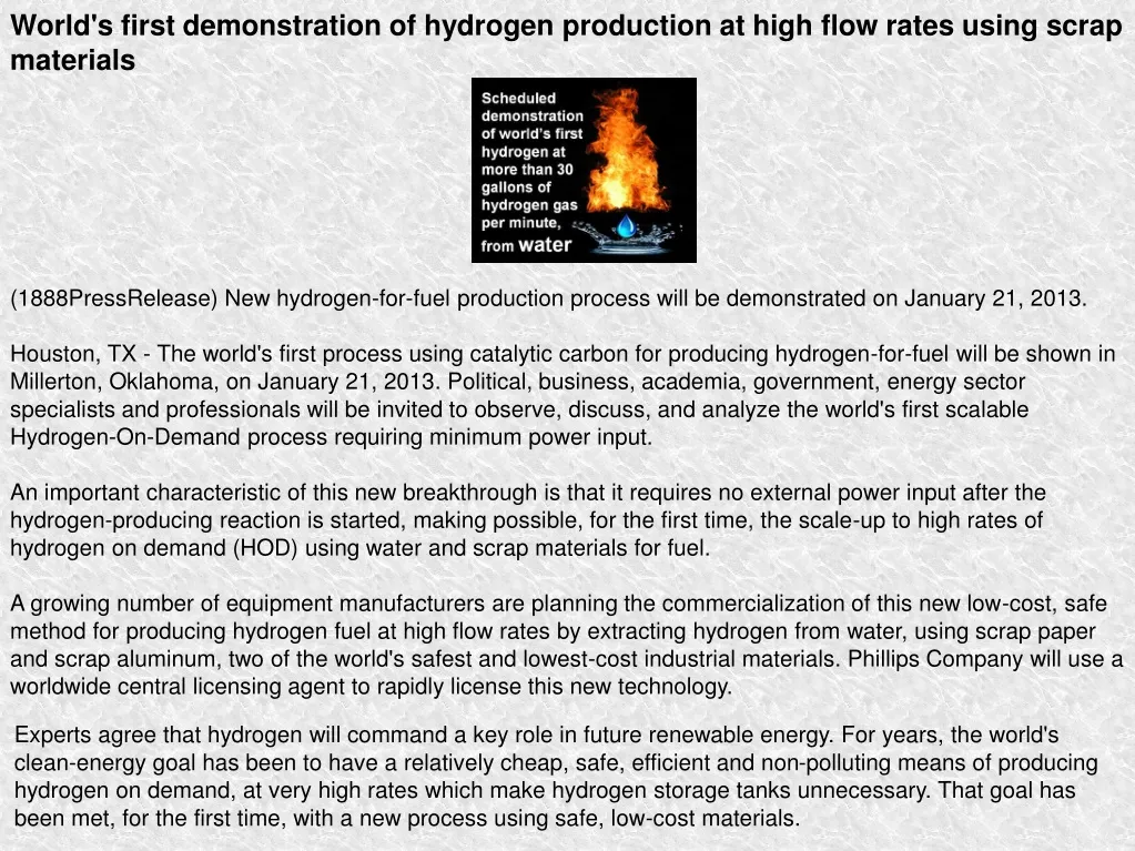 world s first demonstration of hydrogen