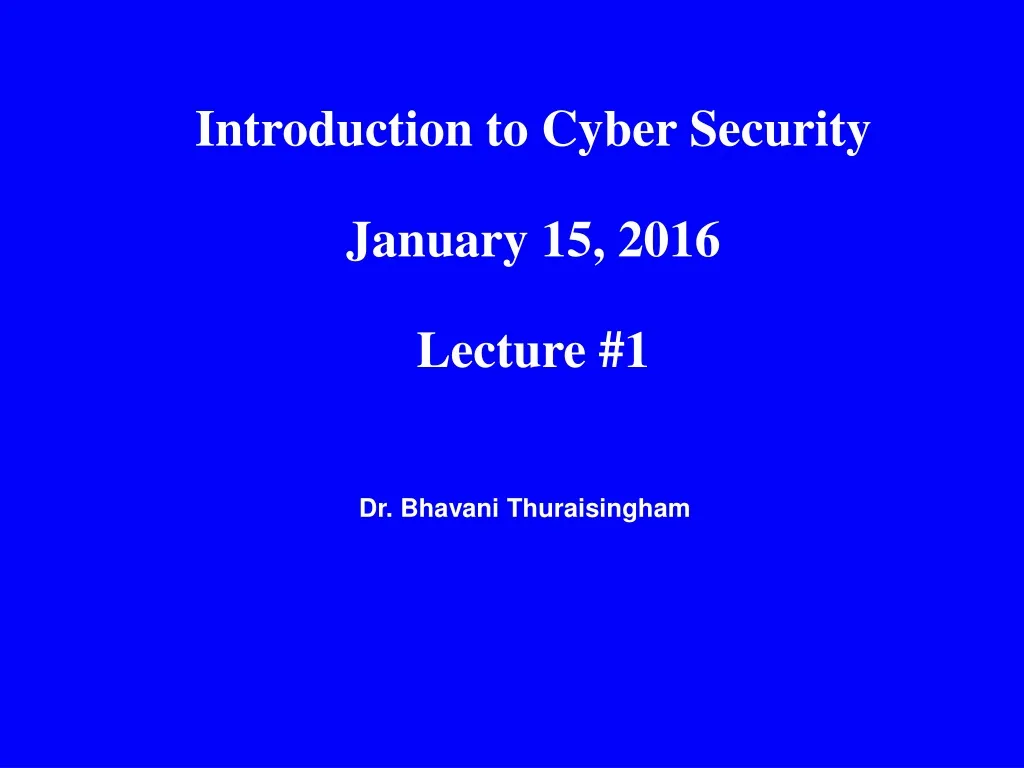 introduction to cyber security january 15 2016