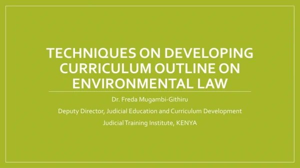 Techniques on developing curriculum outline on environmental law