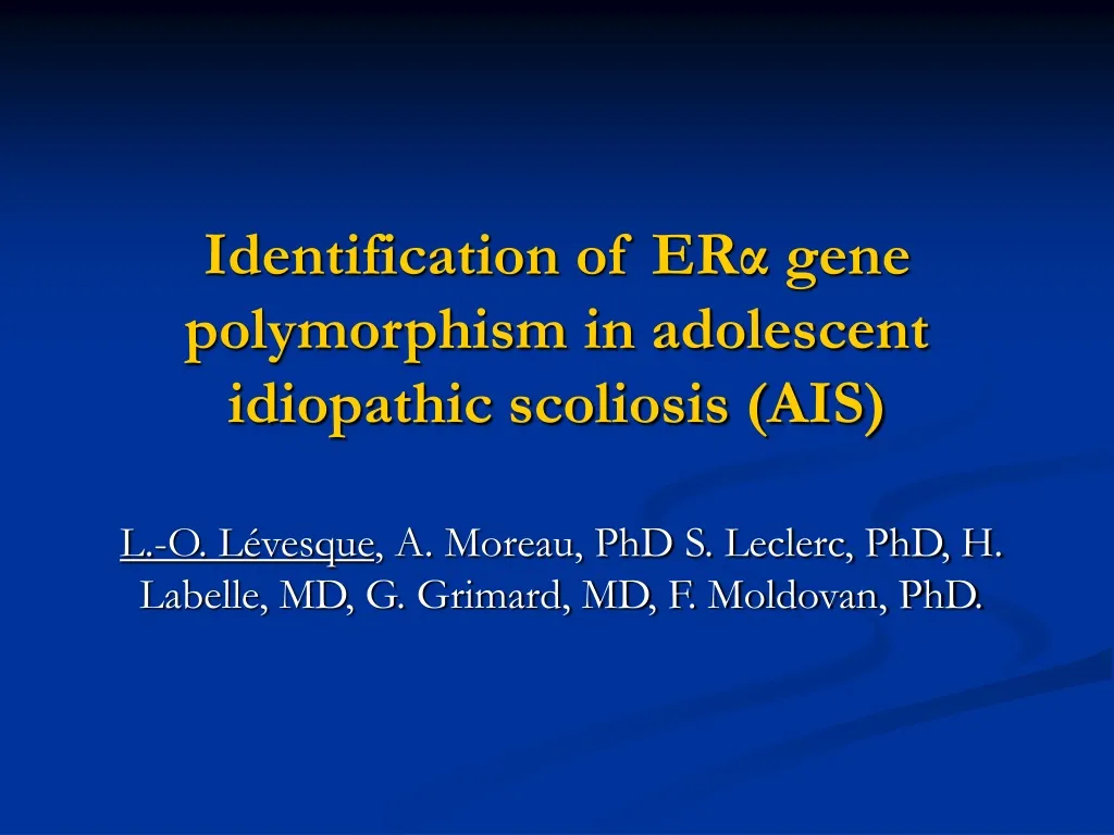 identification of er gene polymorphism in adolescent idiopathic scoliosis ais