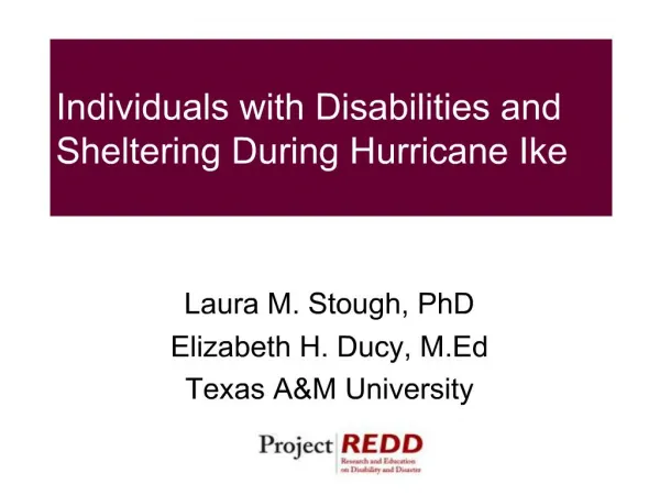 Individuals with Disabilities and Sheltering During Hurricane Ike