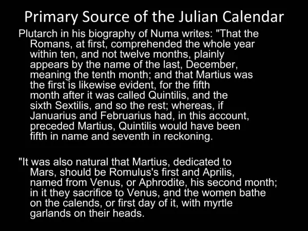 Primary Source of the Julian Calendar