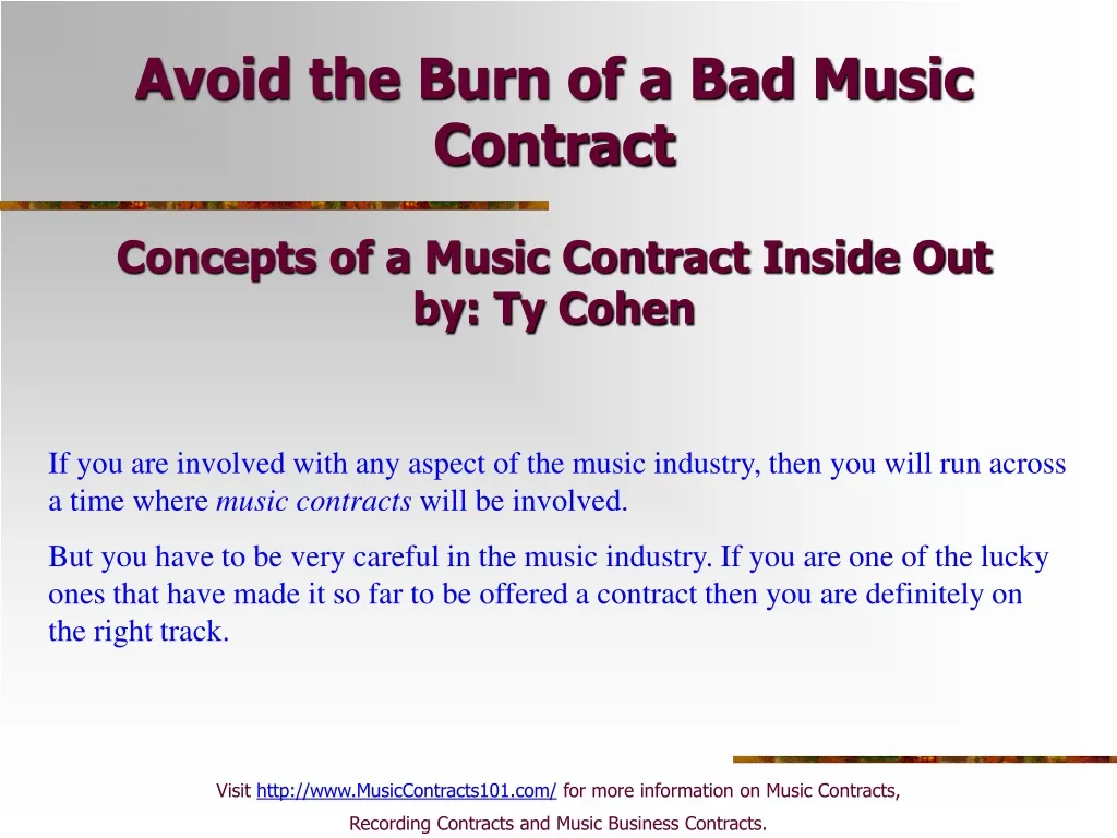 avoid the burn of a bad music contract