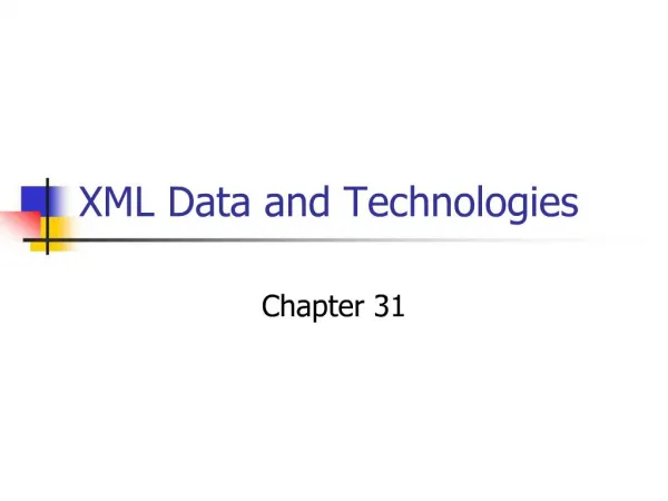XML Data and Technologies