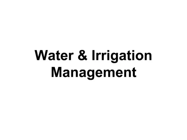Water Irrigation Management