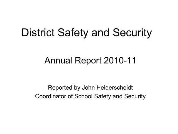 District Safety and Security