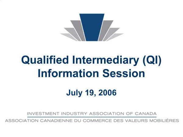 Qualified Intermediary QI Information Session