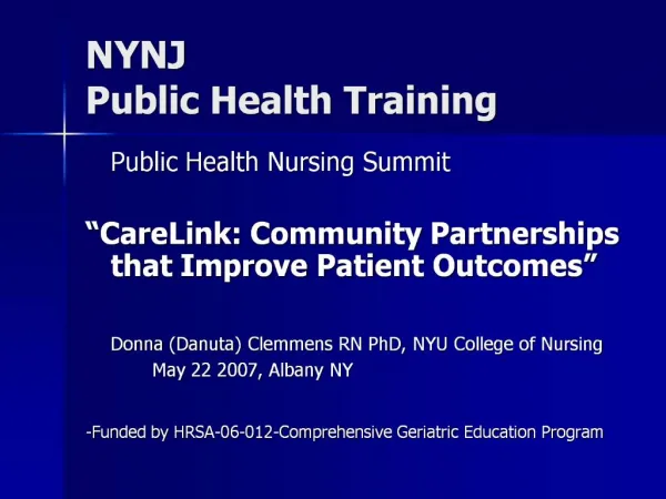NYNJ Public Health Training