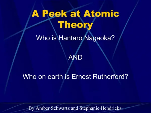 A Peek at Atomic Theory