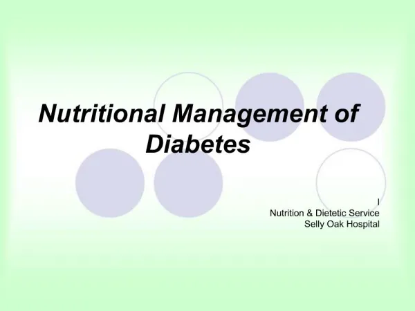 Nutritional Management of Diabetes