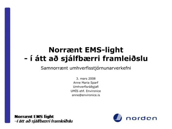 Norr nt EMS-light - tt a sj lfb rri framlei slu