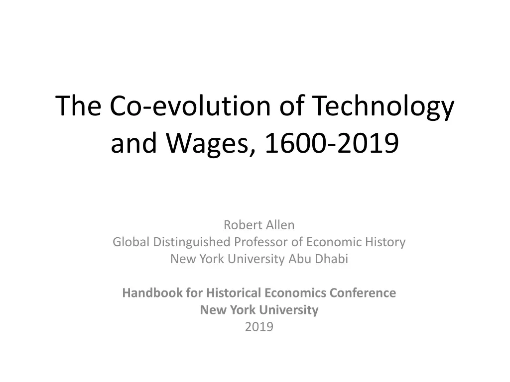 the co evolution of technology and wages 1600 2019