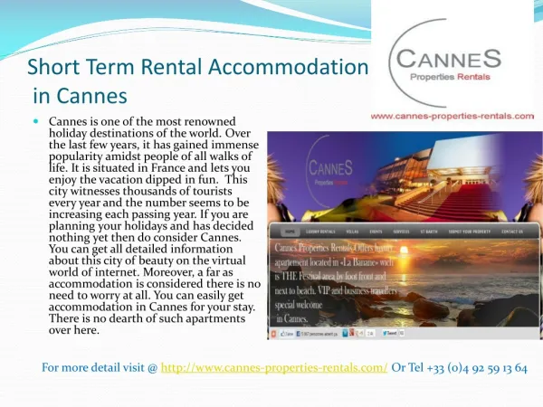 Short term rental accommodation in Cannes