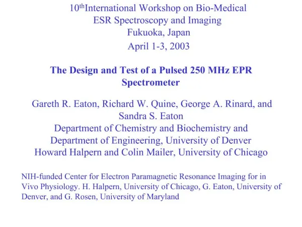 The Design and Test of a Pulsed 250 MHz EPR Spectrometer