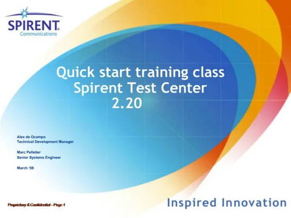 Quick start training class Spirent Test Center 2.20