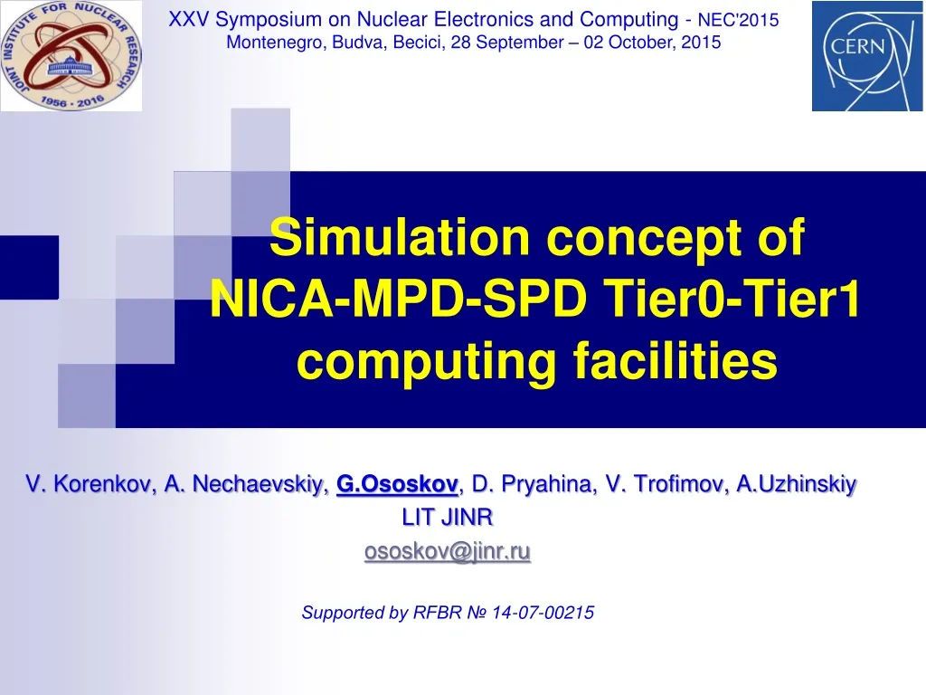 simulation concept of nica mpd spd tier0 tier1 computing facilities