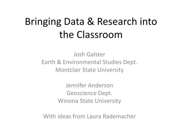 Bringing Data &amp; Research into the Classroom