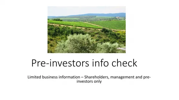 Pre-investors info check