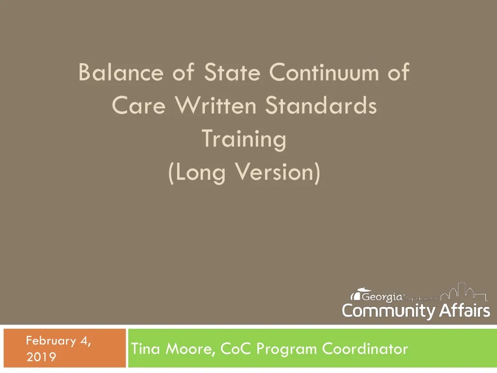 balance of state continuum of care written standards training long version