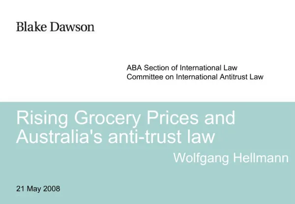 Rising Grocery Prices and Australias anti-trust law