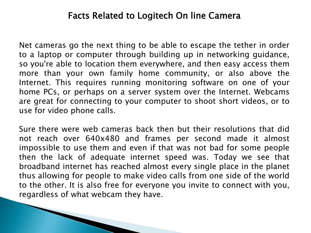 facts related to logitech on line camera