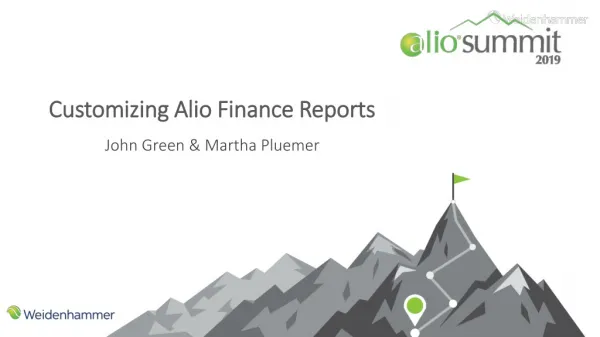 Customizing Alio Finance Reports