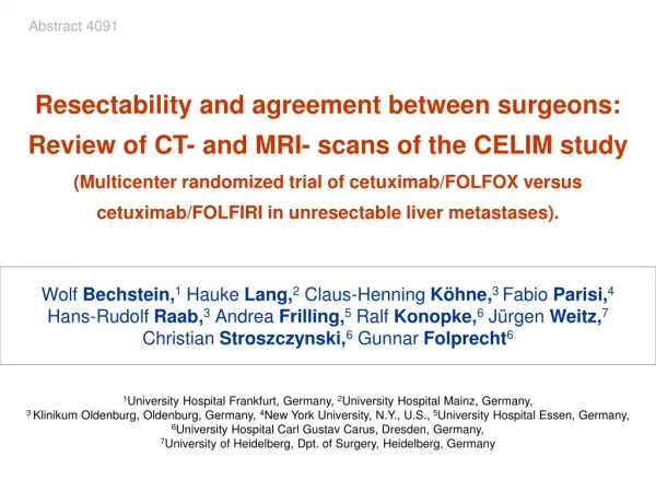 Resectability and agreement between surgeons: Review of CT- and MRI- scans of the CELIM study
