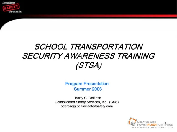 SCHOOL TRANSPORTATION SECURITY AWARENESS TRAINING