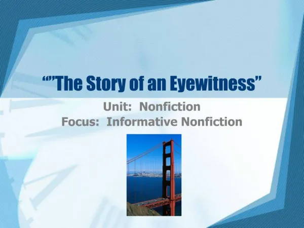 The Story of an Eyewitness