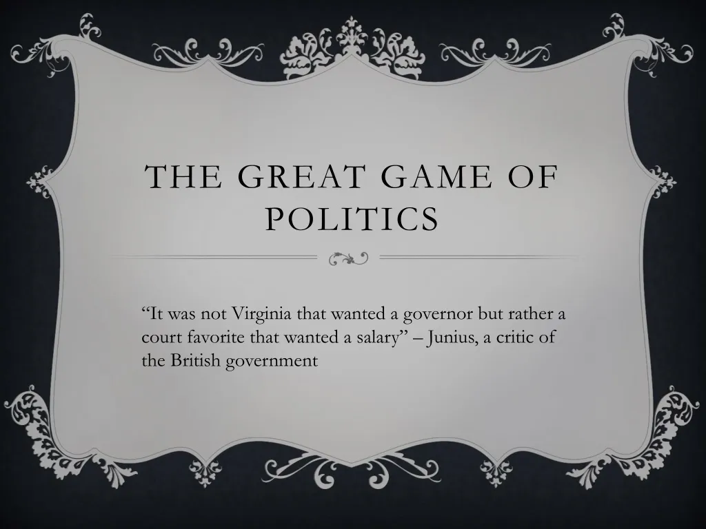 the great game of politics