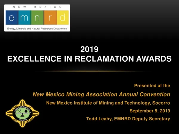 2019 Excellence in reclamation awards