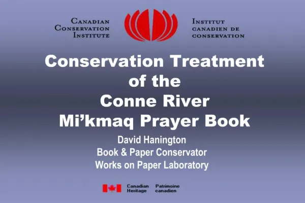 Conservation Treatment of the Conne River Mi kmaq Prayer Book