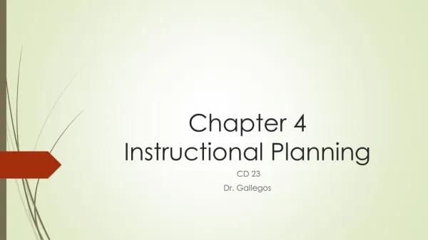 Chapter 4 Instructional Planning