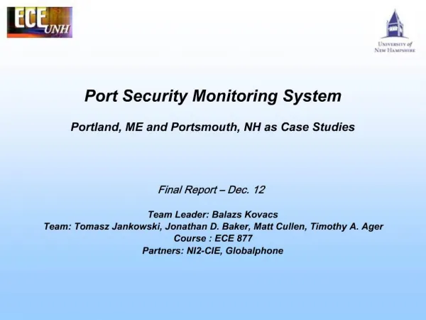 Port Security Monitoring System Portland, ME and Portsmouth, NH as Case Studies