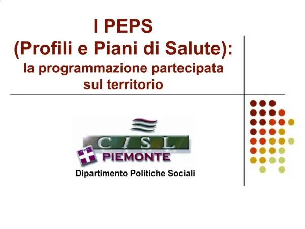 I PEPS Profili e Piani di Salute: la programmazione partecipata sul territorio