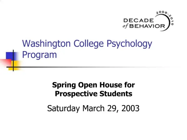 Washington College Psychology Program