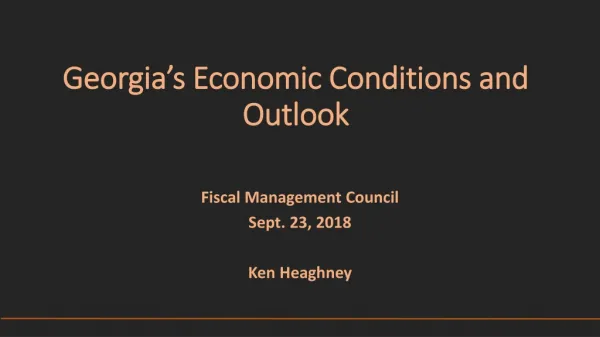 Georgia’s Economic Conditions and Outlook