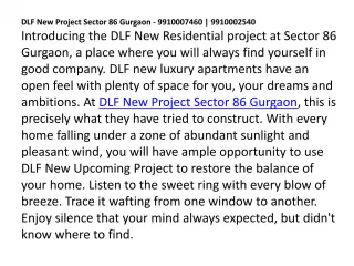 DLF New Project Sector 86 Gurgaon 9910007460,9910002540 - slide 1