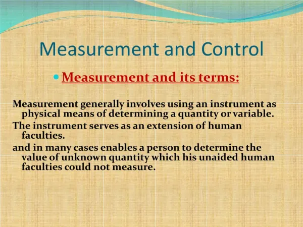 Measurement and Control