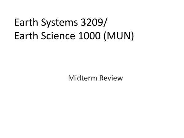 Earth Systems 3209/ Earth Science 1000 (MUN)